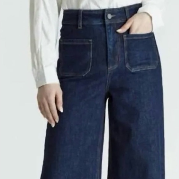 Oat NY Dark-wash, High-waisted Wide-Leg Jeans - Picture 4 of 16